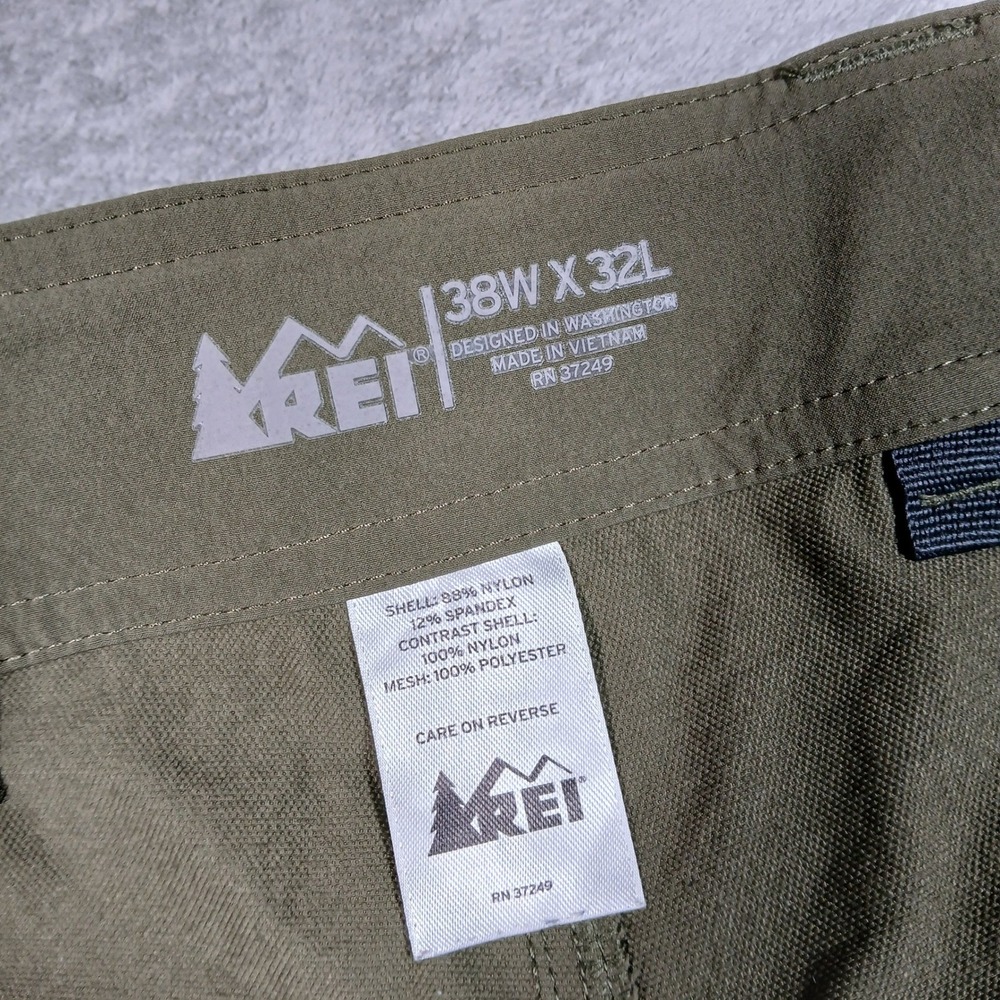 REI Co-op Pants Mens 38x32 Hiking Green Solid Nylon Spandex Stretch Outdoor - Picture 3 of 8